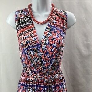 ICervoni Creations Dark Orange Glass Beaded Statement Necklace, 19” Long, NWT